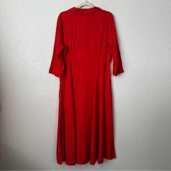NWT Joie Linen Blend Red Button Down 3/4 Sleeves Maxi Dress, Size XL - Picture 6 of 11